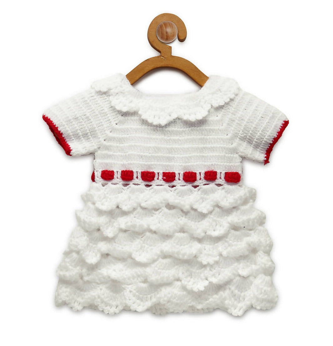 Chutput Kids Cinderella Design Solid Wool Frock - White | Grocsy