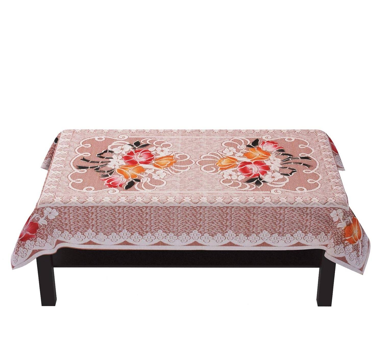 Yellow Weaves Cotton Floral Designer Rectangular Center 4 Seater Table Cover | Grocsy