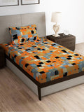 Story@home Arena Rust & Purple Printed 180 TC Bedsheet & Pillow Covers | Grocsy