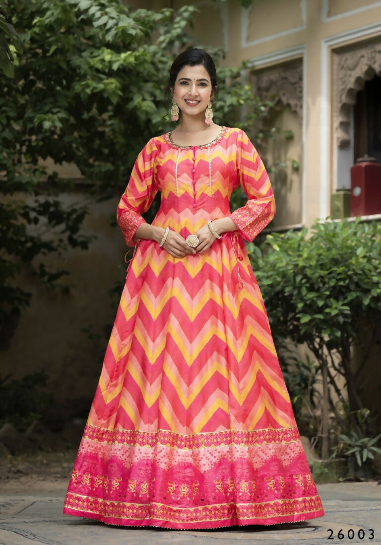 Wedding Designer Multi Soft Dola Silk Anarkali suit with Dupatta - Samanta | Grocsy