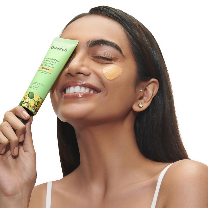 Quench Vitamin E Tinted SPF 50 Sunscreen PA+++ with both Mineral & Chemical Actives (Medium) | Grocsy