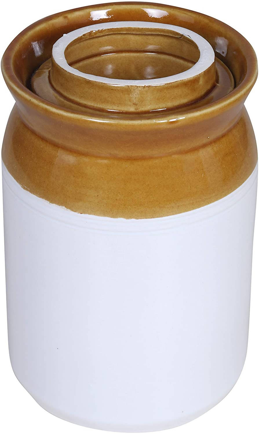 Raj Royal Cream Pottery Hand Painted Ceramic Cornichon Storage Jar for Pickle | Grocsy