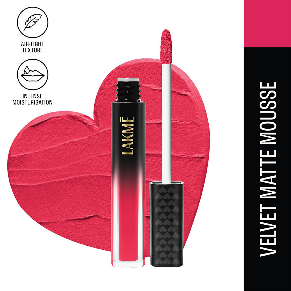 Lakme Xtraordin-Airy Velvet Matte Lip Mousse - Perfect Match Pink | Grocsy
