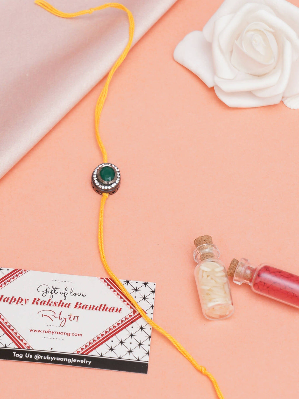 Designer kundan Rakhi - Ruby Raang | Grocsy