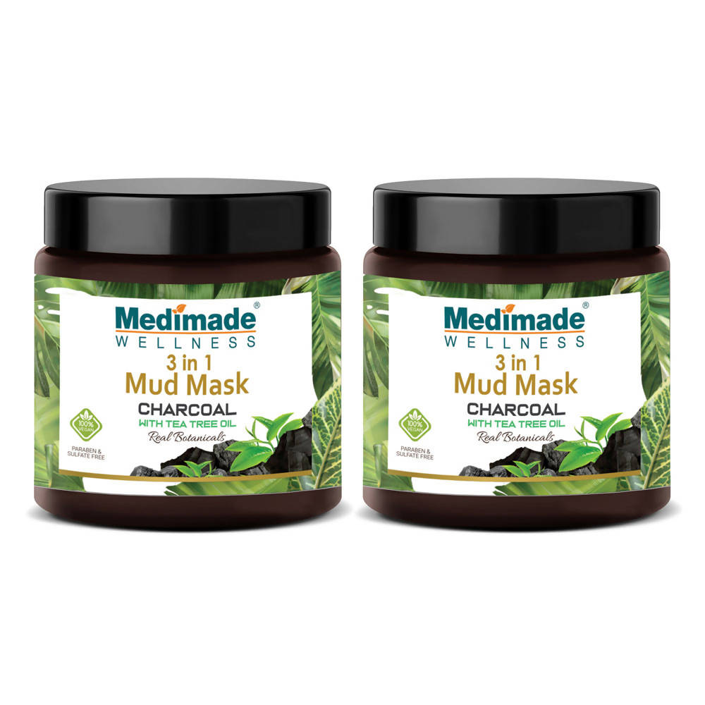 Medimade Wellness 3 in 1 Mud Mask Charcoal with Tea Tree Oil | Grocsy
