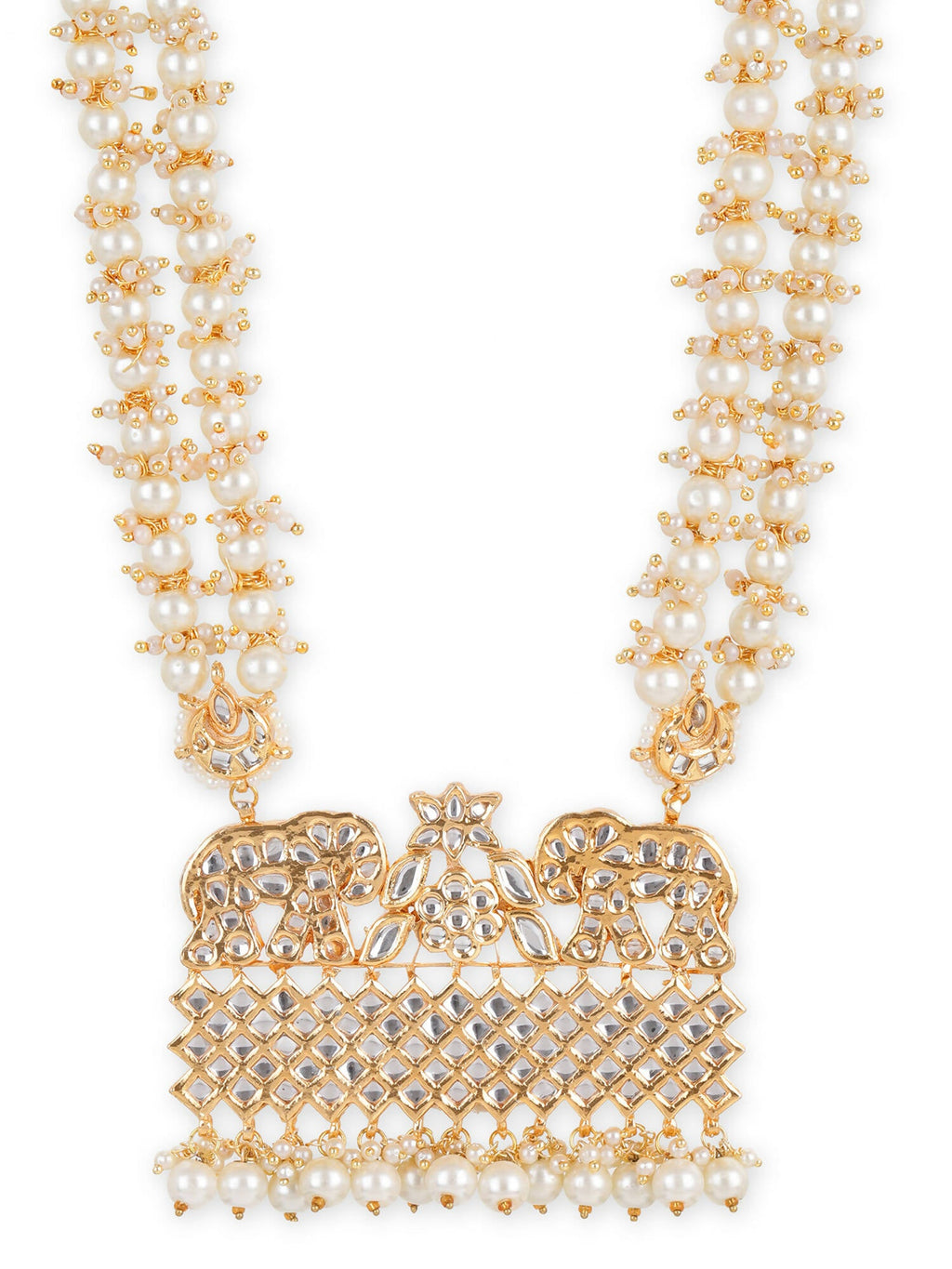 Gold-Toned White Brass Gold-Polished Necklace - Ruby Raang | Grocsy