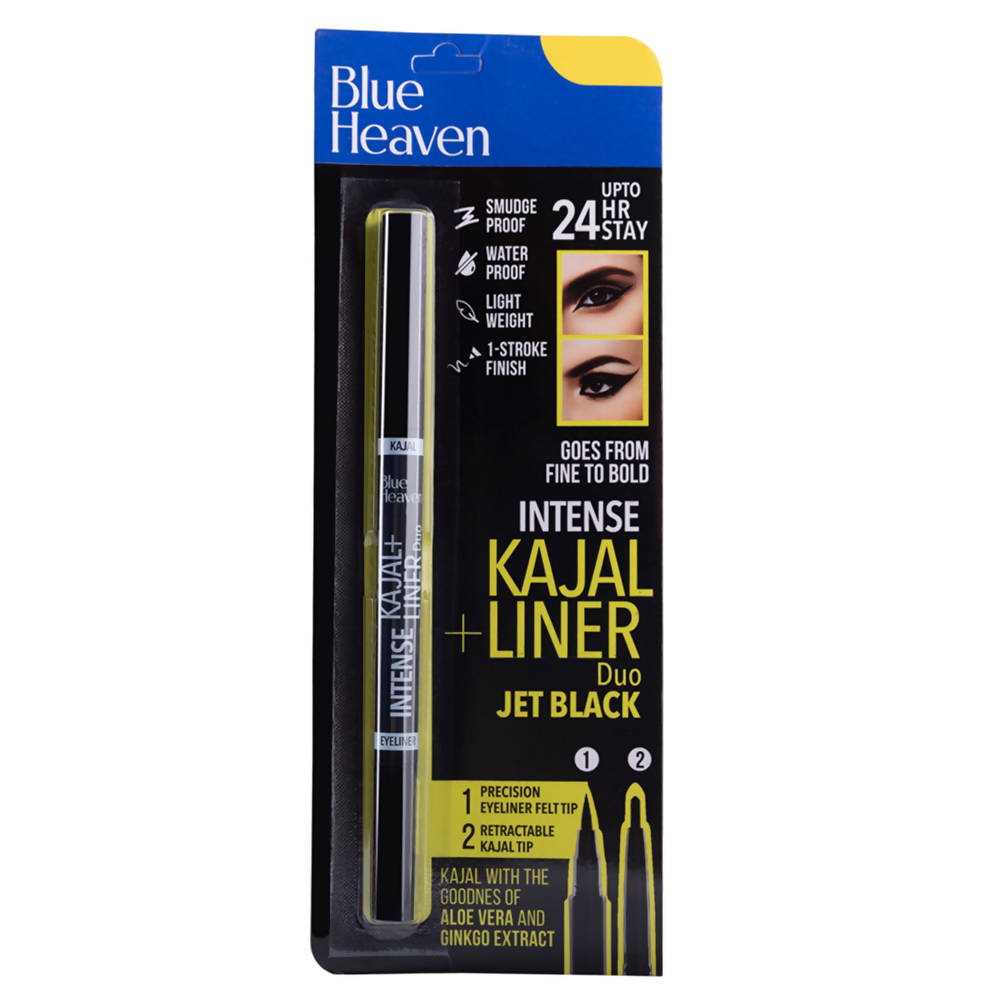 Blue Heaven Intense Kajal + Liner Duo Jet Black | Grocsy