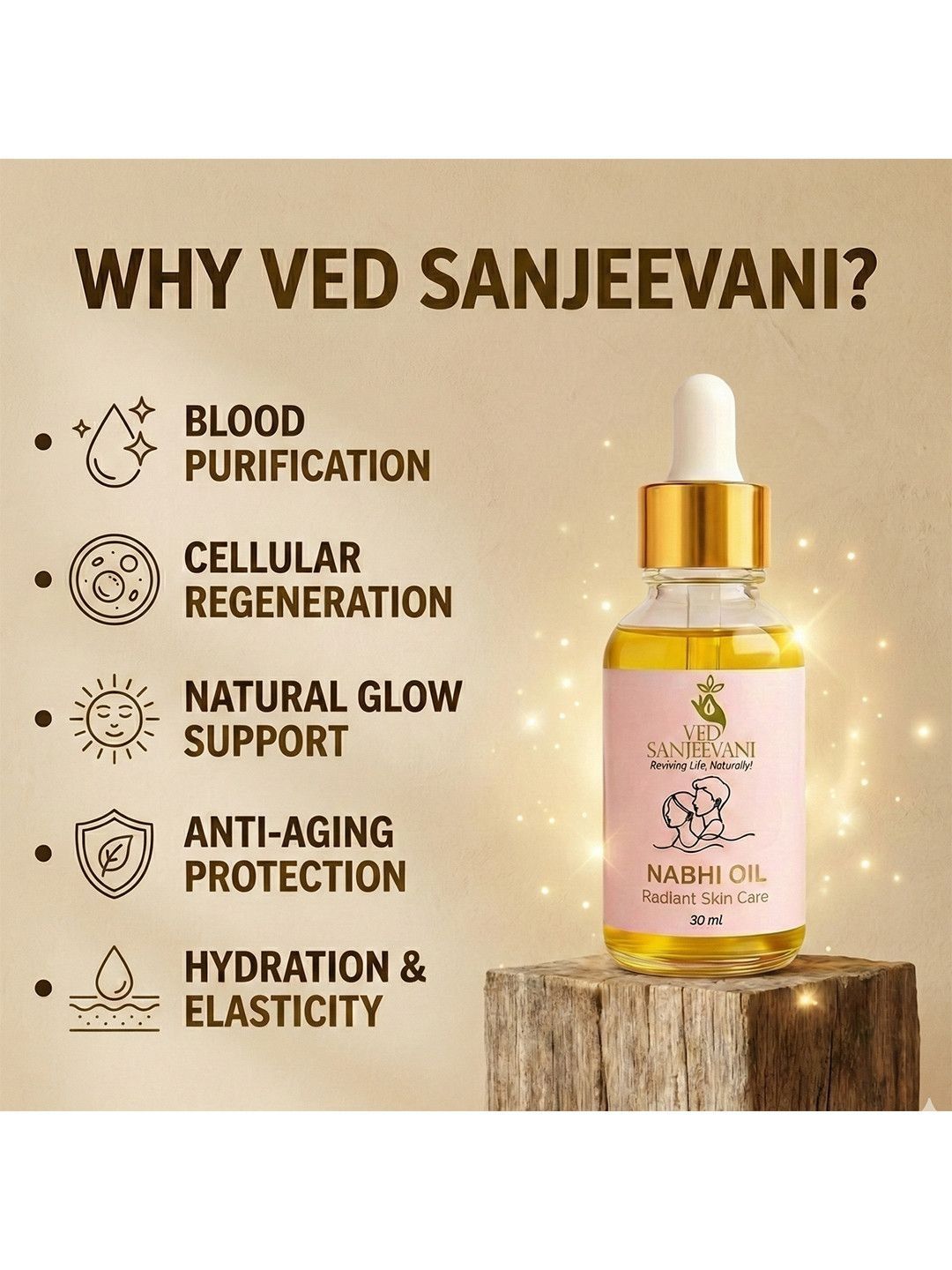 Ved Sanjeevani Radiant Skin Care Nabhi Oil | Grocsy