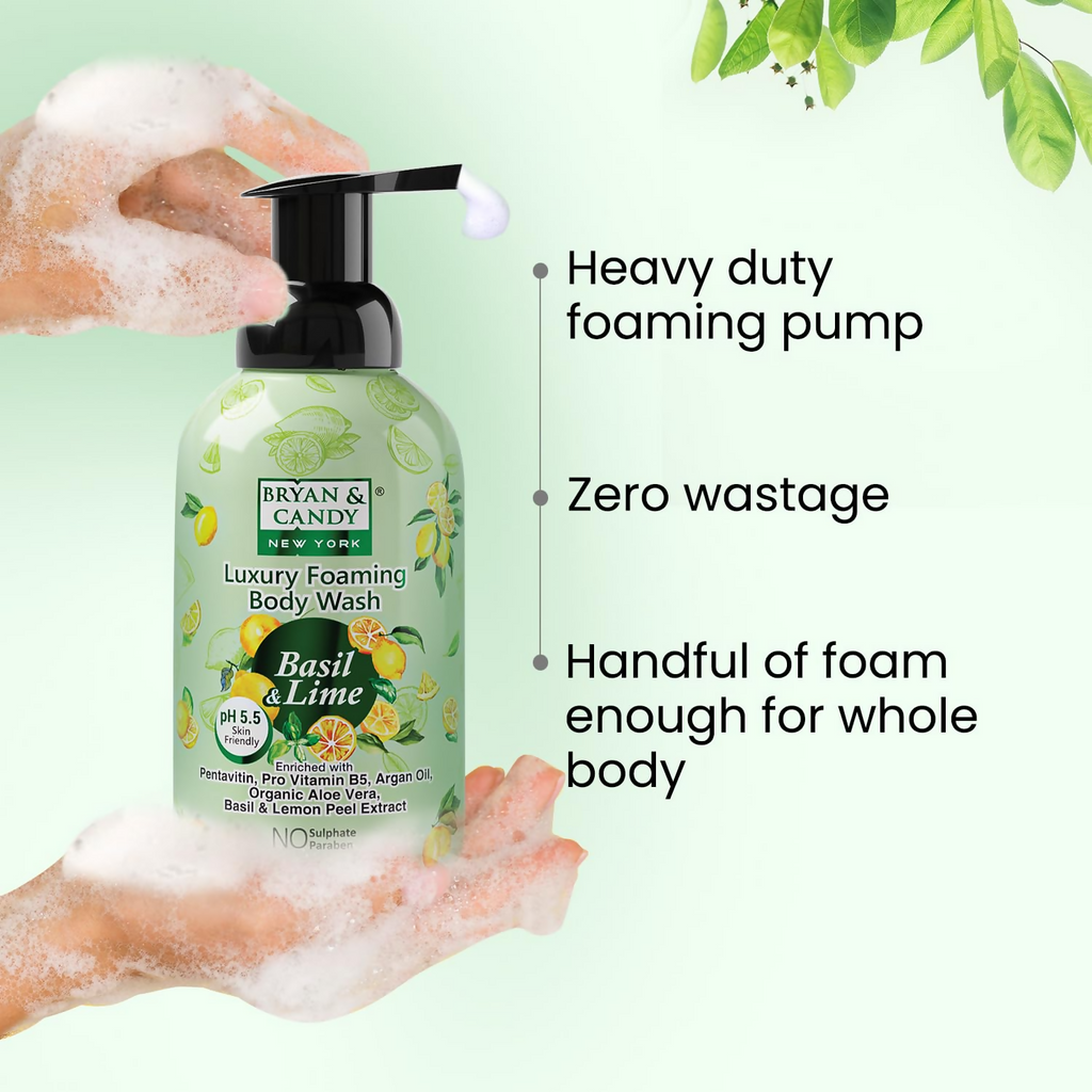 Bryan & Candy Luxury Foaming Body Wash - Basil & Lime | Grocsy