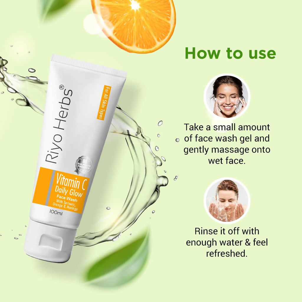 Riyo Herbs Vitamin C Daily Glow Face Wash With Turmeric, Orange & Moringa | Grocsy