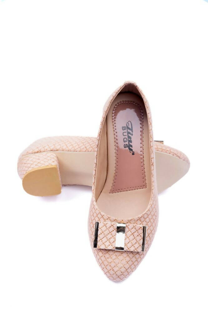 Tiny Bugs Girls Party Wear Ballerinas - Rose Gold | Grocsy