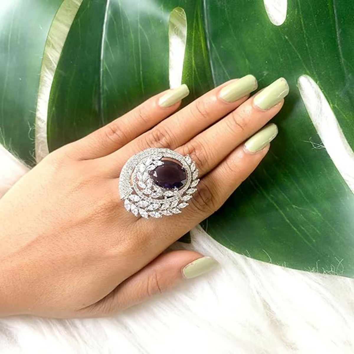 Joban Fashion Purple Brass Adjustable Ring | Grocsy