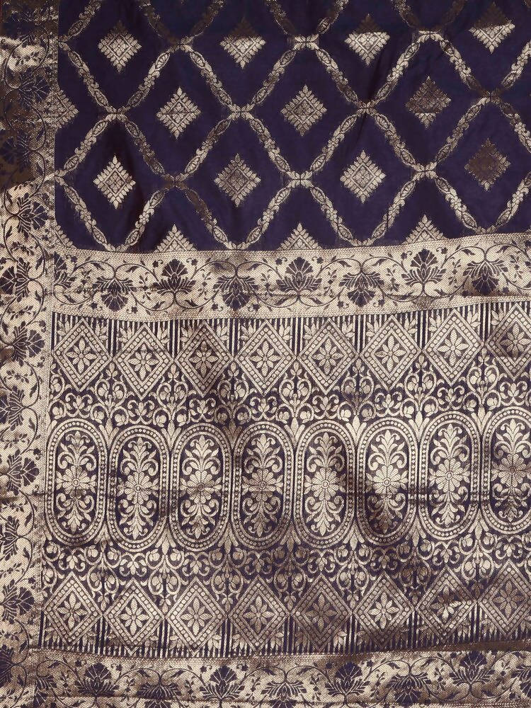 Kalamandir Checked Violet Silk Blend Saree | Grocsy