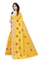 Vamika Chanderi Cotton Box Designed Embroidery Yellow Saree (Dixa Yellow) | Grocsy