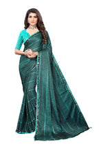 Vamika Rama Green Lycra Knitted Saree | Grocsy
