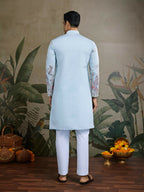 Vastranavya Sky Blue Exclusive Festival Wear Viscose Silk Thread & Sequence Embroidered Work Kurta | Grocsy