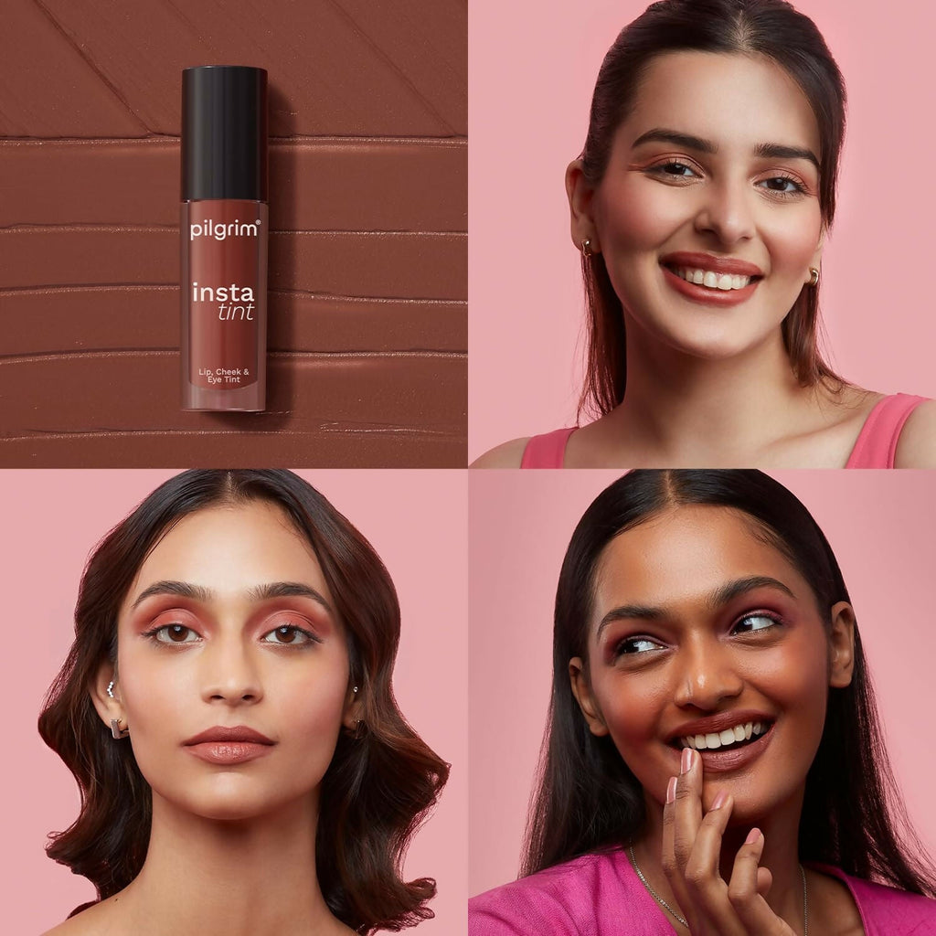 Pilgrim 3 In 1 Lip, Cheek And Eye Tint With Goodness Of Spanish - The Brown Trend -03 | Grocsy