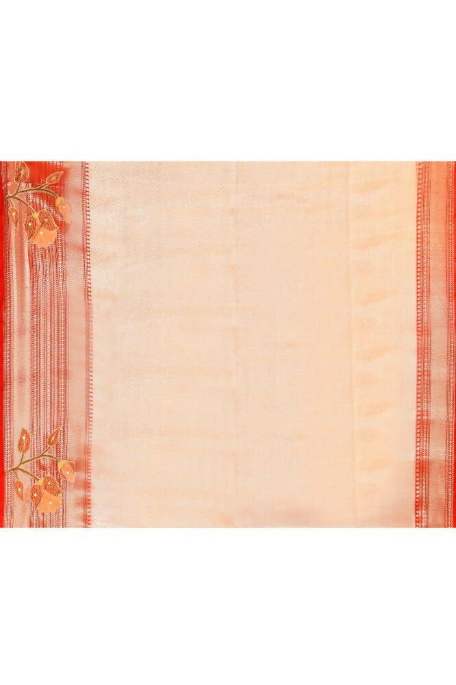 Joban Fashion CGren & Orange Saree Kataan Applick Witch Mirror | Grocsy