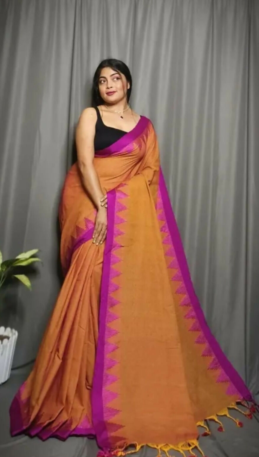 Exclusive Collection Beautiful Mustard Pure Cotton Woven Handloom Saree With Running Blouse Piece | Grocsy