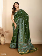 Green Soft Silk Woven Meenakari Designer Saree - Vedanti | Grocsy