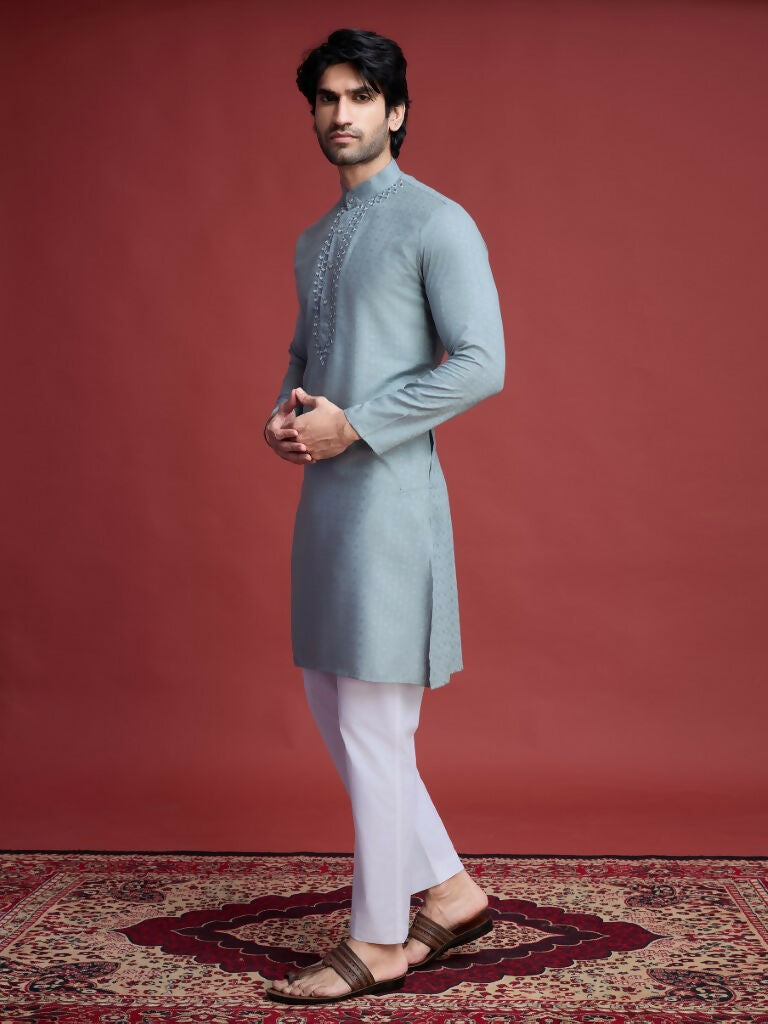 Vastranavya Exclusive Festival Wear Viscose Mirror Work on Self Weaving Kurta Only | Grocsy