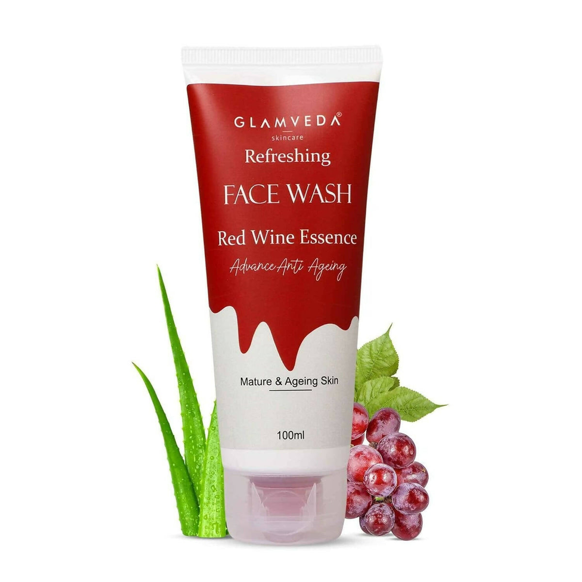 Glamveda Red Wine Advance Anti Ageing Face Wash | Grocsy