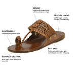 Stepsoft Men'S Brown Kolhapuri Chappal | Handcrafted Leather Slip-On Ethnic Footwear | Grocsy