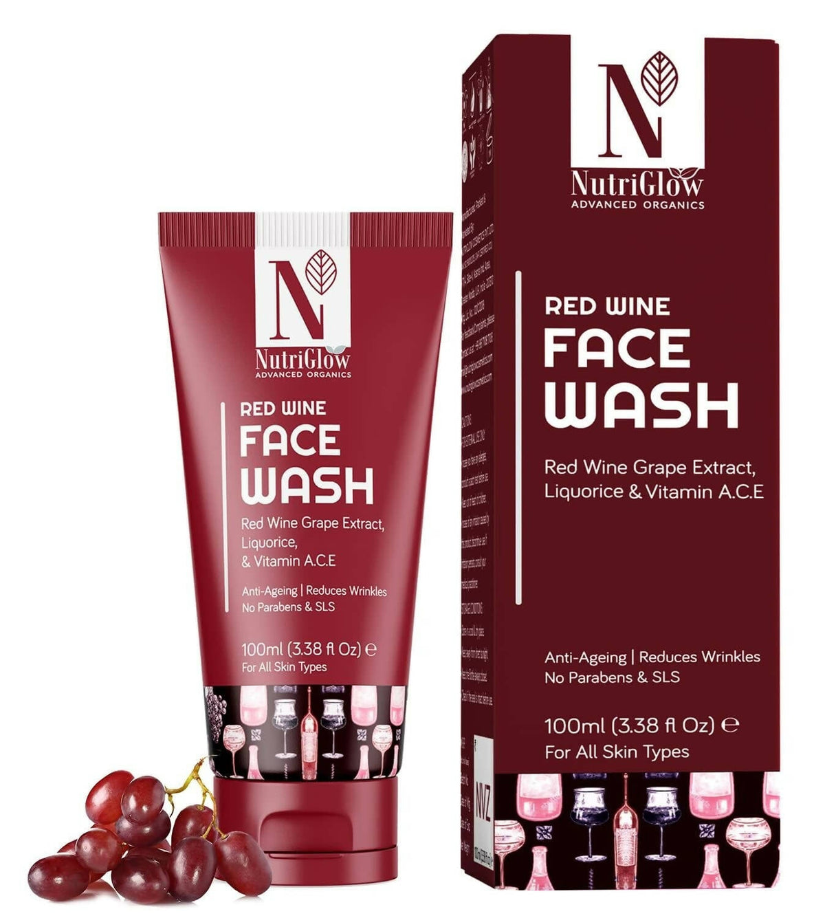 NutriGlow Advanced Organics Red Wine Face Wash | Grocsy