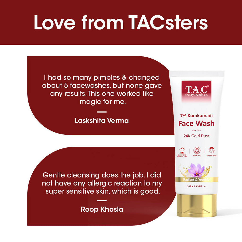 TAC - The Ayurveda Co. 7% Kumkumadi Face Wash for Glowing Skin | Grocsy