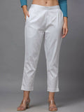 Juniper Women's White Solid Straight Slim Pant | Grocsy