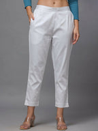 Juniper Women's White Solid Straight Slim Pant | Grocsy