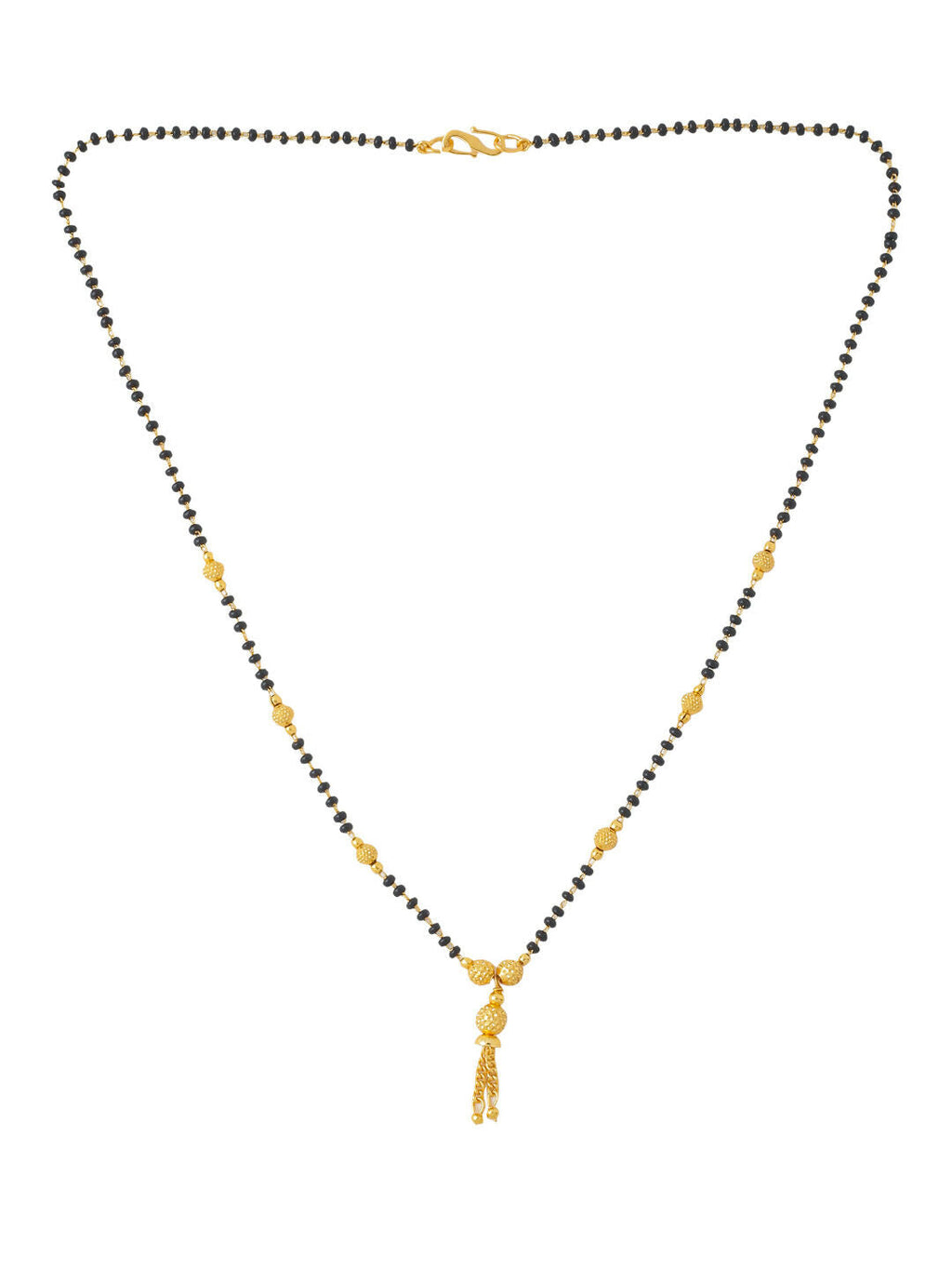 NVR Women's's Set of 2 Black Gold-Polished Beaded Mangalsutra With Ad Stone | Grocsy