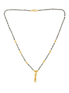NVR Women's's Set of 2 Black Gold-Polished Beaded Mangalsutra With Ad Stone | Grocsy