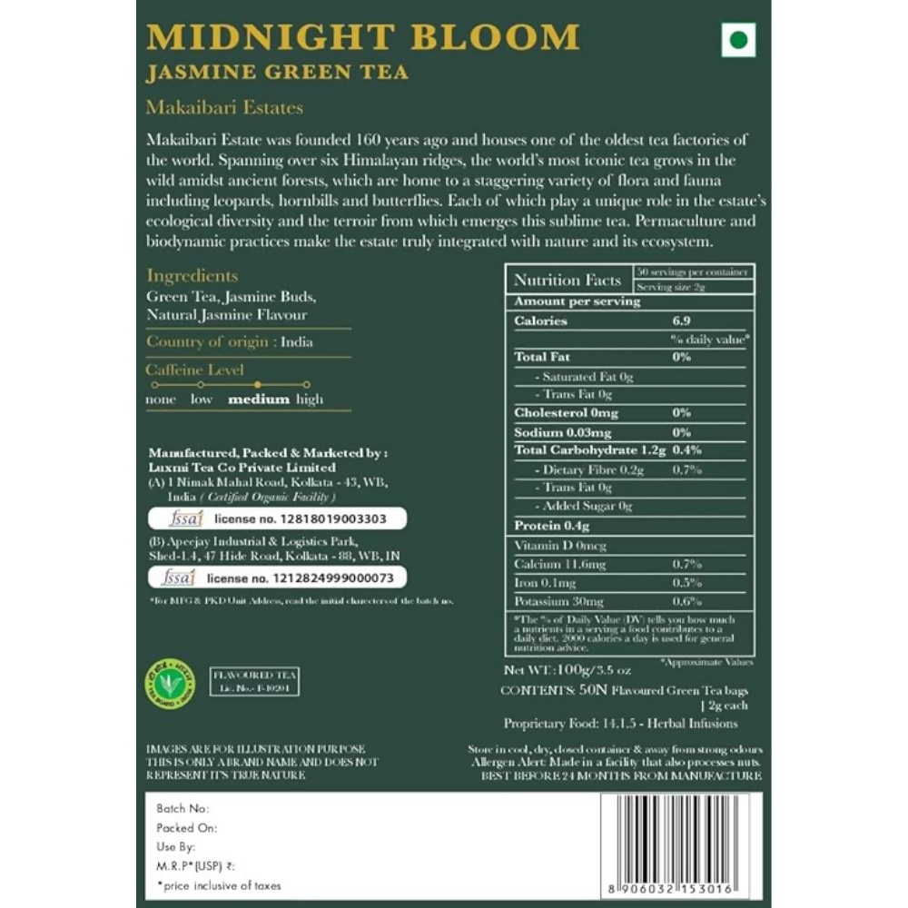 Luxmi Estates Midnight Bloom - Jasmine Green Tea | Grocsy