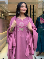 The52 Peach Women's Gorgeous Embroidered Cotton Fabric Straight Kurta Pant with Dupatta Set | Grocsy