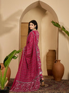 Joban Fashion Printed Pink Pure Cotton Kurta Set | Grocsy