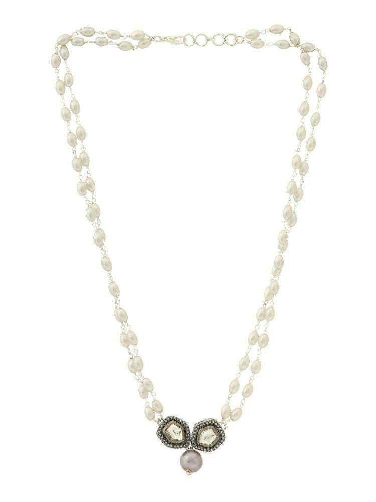 Beaded Chain with Kundan Drop necklace ru raang - Ruby Raang | Grocsy