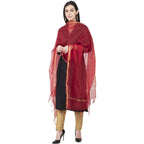 A R Silk Chanderi Piping Regular Dupatta Mehroon Color Dupatta or Chunni | Grocsy