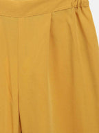 Ahalyaa Mustard Georgette Flared Kids Kurta Palazzo Set For Girls | Grocsy