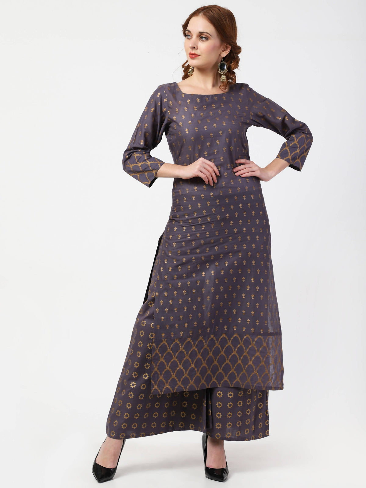 Cheera Kurta Palazzo & Dupatta Set (CH103KPD) | Grocsy