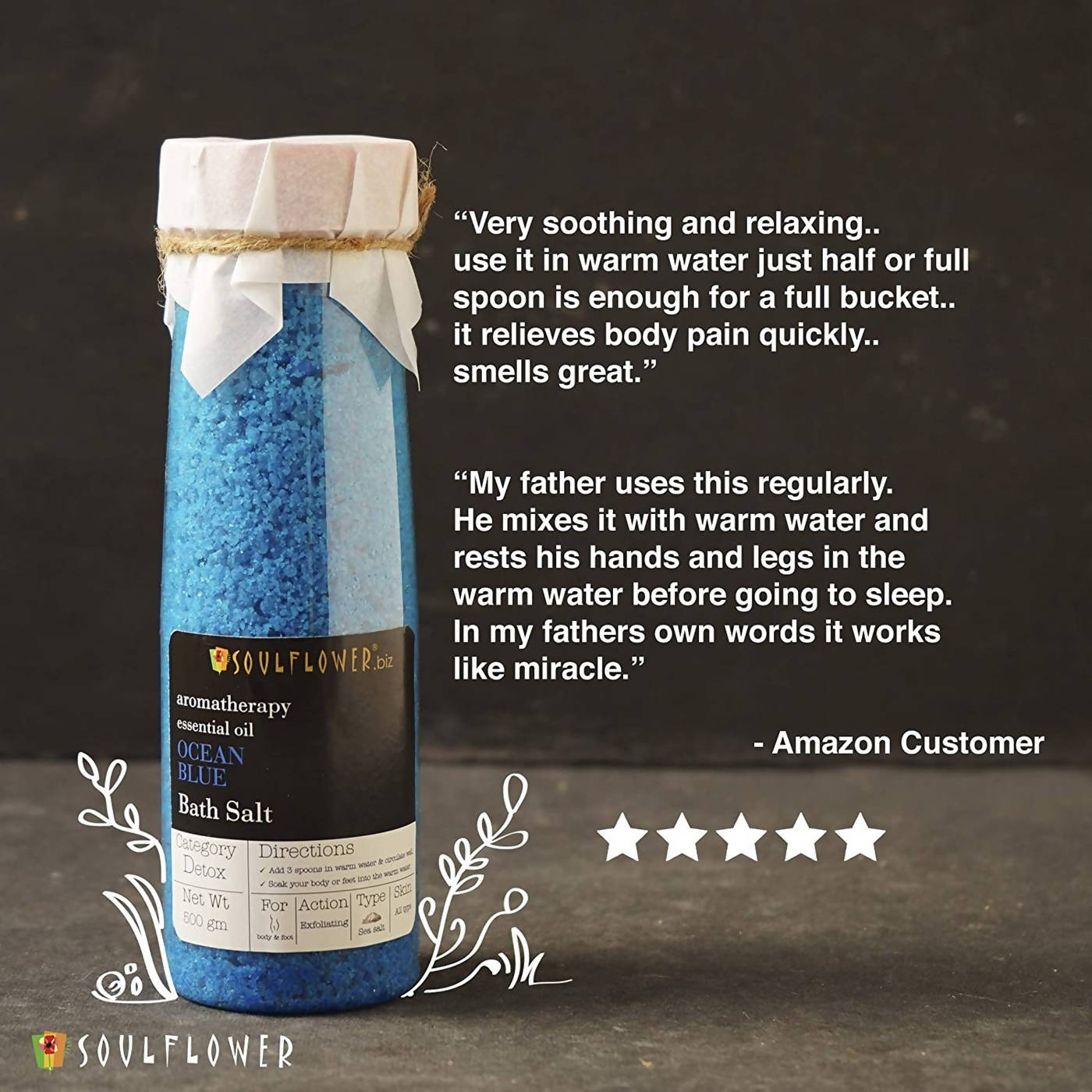 Soulflower Aromatherapy Essential Oil Ocean Blue Bath Salt | Grocsy