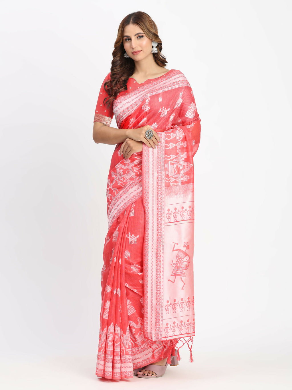 Shree Shyam Fashion Linen Cotton Sky Blue Saree | Grocsy