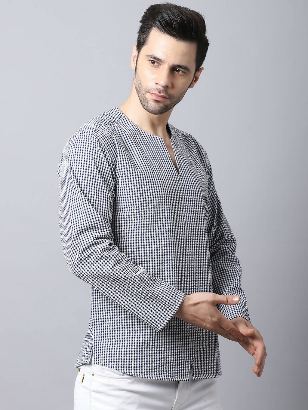 Even Apparels Multi Pure Cotton Round Neck Slit Men's Kurta | Grocsy