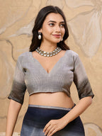 Shree Shyam Fashion Denim Grey Linen Saree | Grocsy