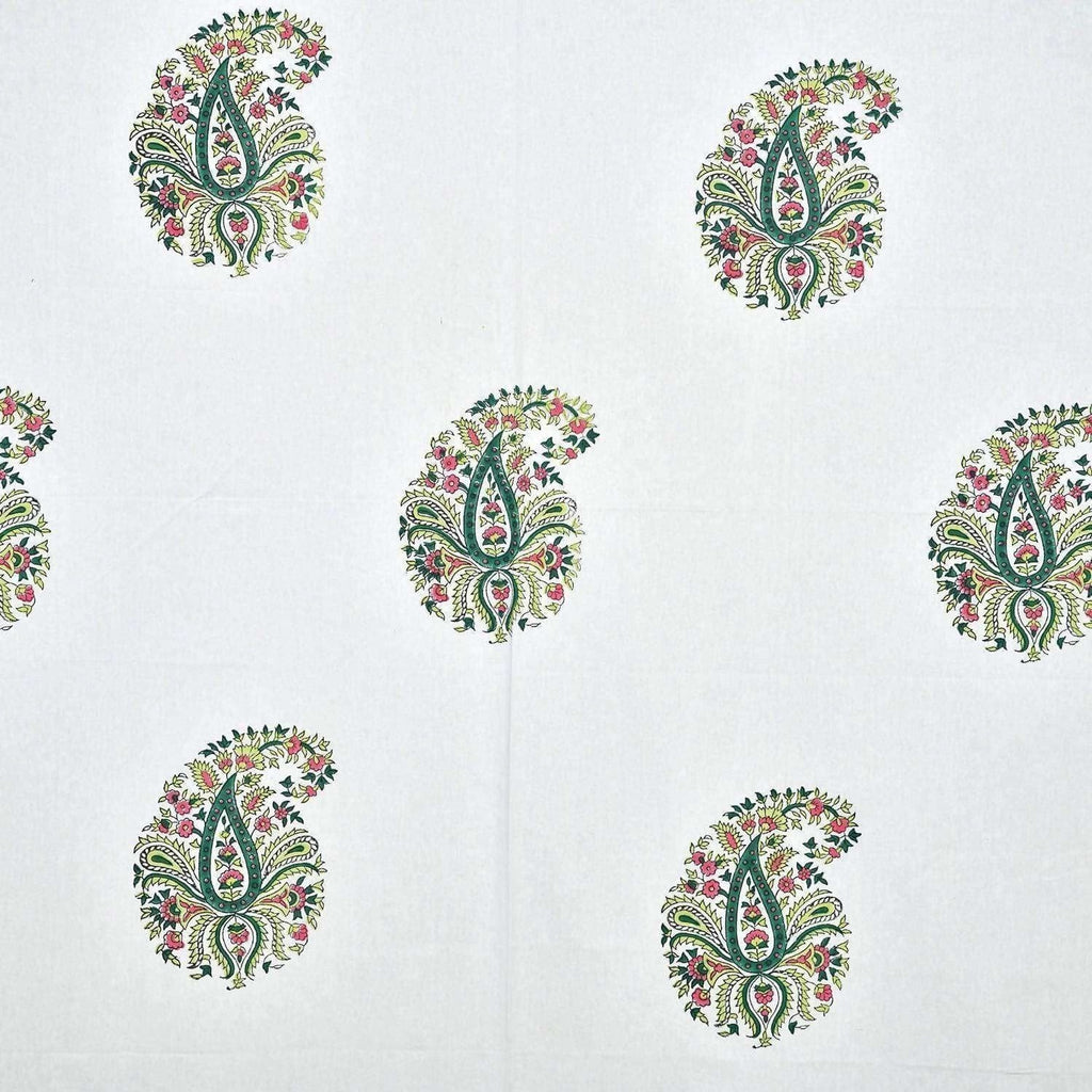 Paisley Hand Block Printed Double 90x108 Inches Bedspread with 2 Pillow Covers | Grocsy