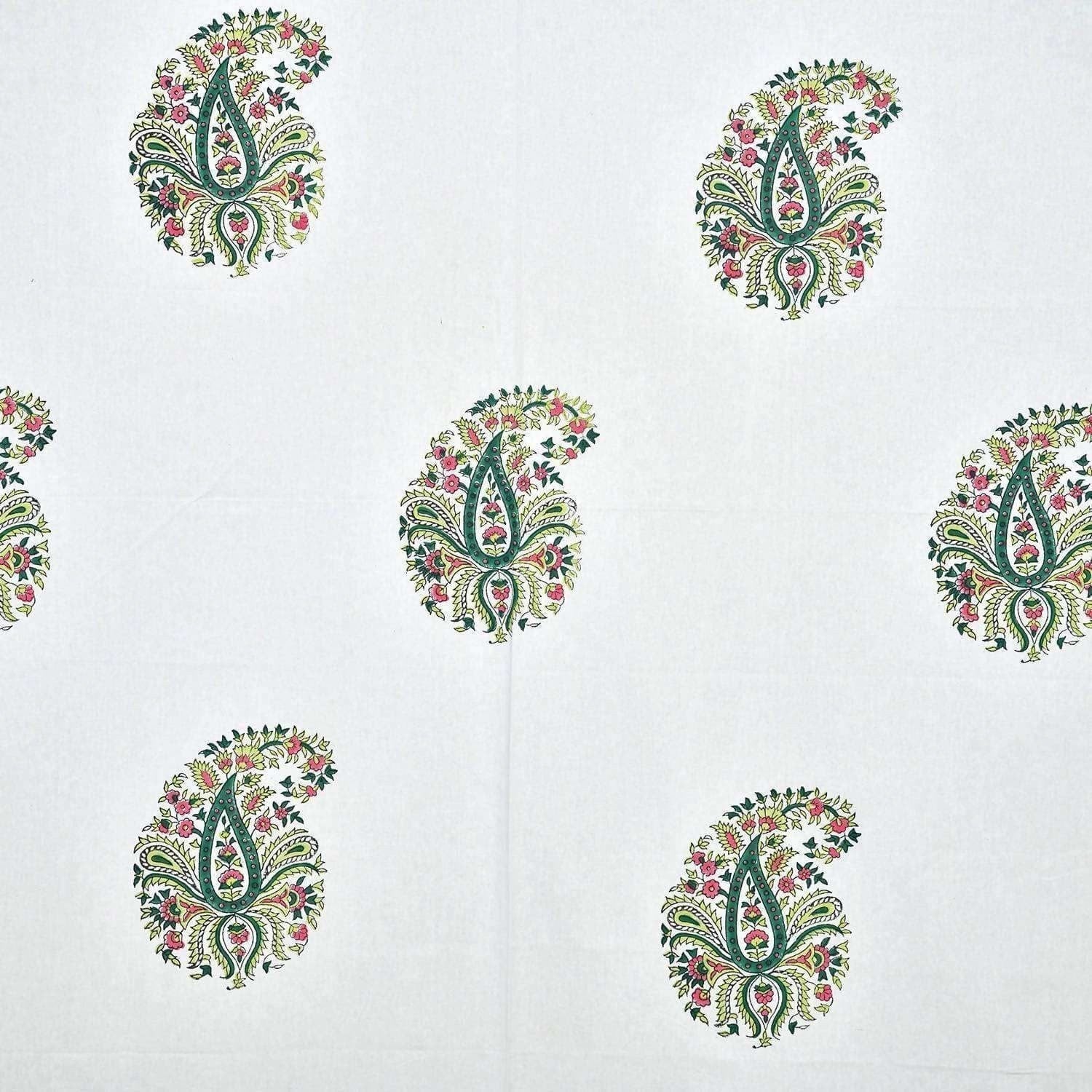Paisley Hand Block Printed Double 90x108 Inches Bedspread with 2 Pillow Covers | Grocsy