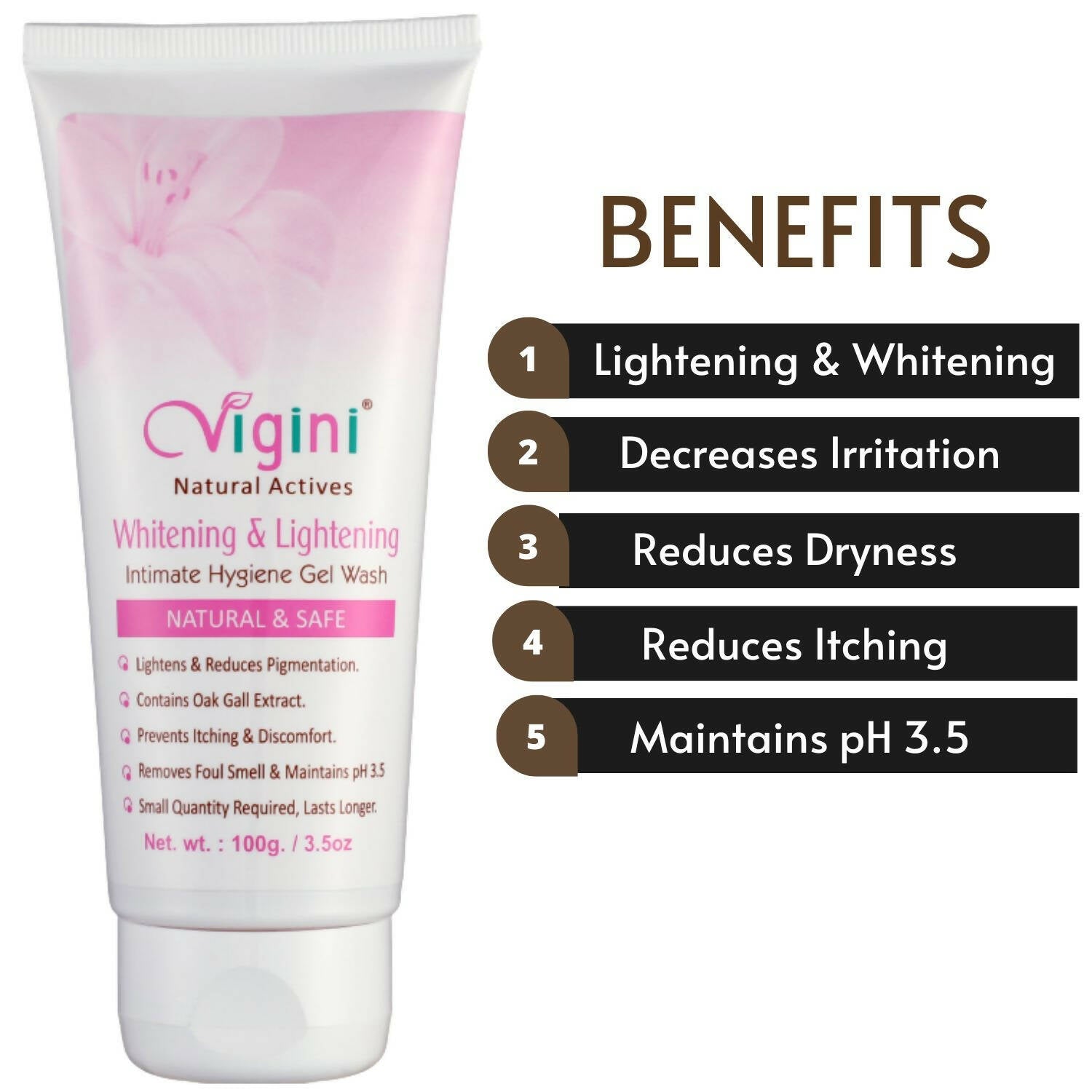 Vigini Natural Actives Vaginal Lightening Whitening Intimate Feminine Hygiene Gel Wash for Women | Grocsy