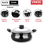 Vinod Black Pearl Hard Anodised Non Stick Handi with Lid | Grocsy