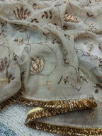 Joban Fashion Beige Rose Gold Silk Party Wear Sarees | Grocsy