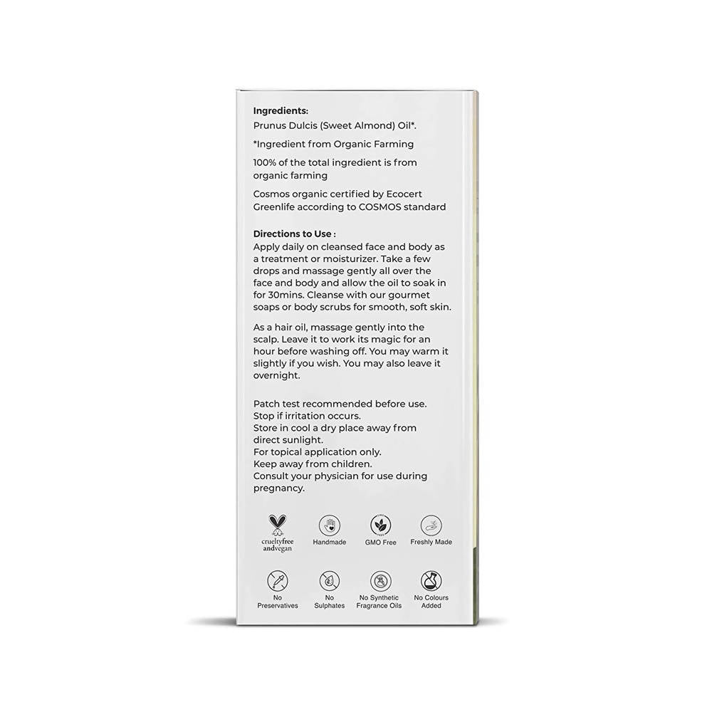 Juicy Chemistry Pure & Organic Sweet Almond Oil For Cold Pressed Carrier Oil | Grocsy